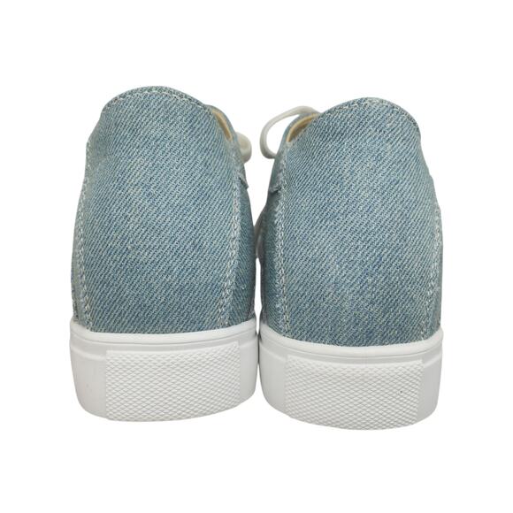 Denim Sneakers Womens 8 Light Wash Platform Zipper Hipster Lace Up Low Tops - Picture 9 of 14